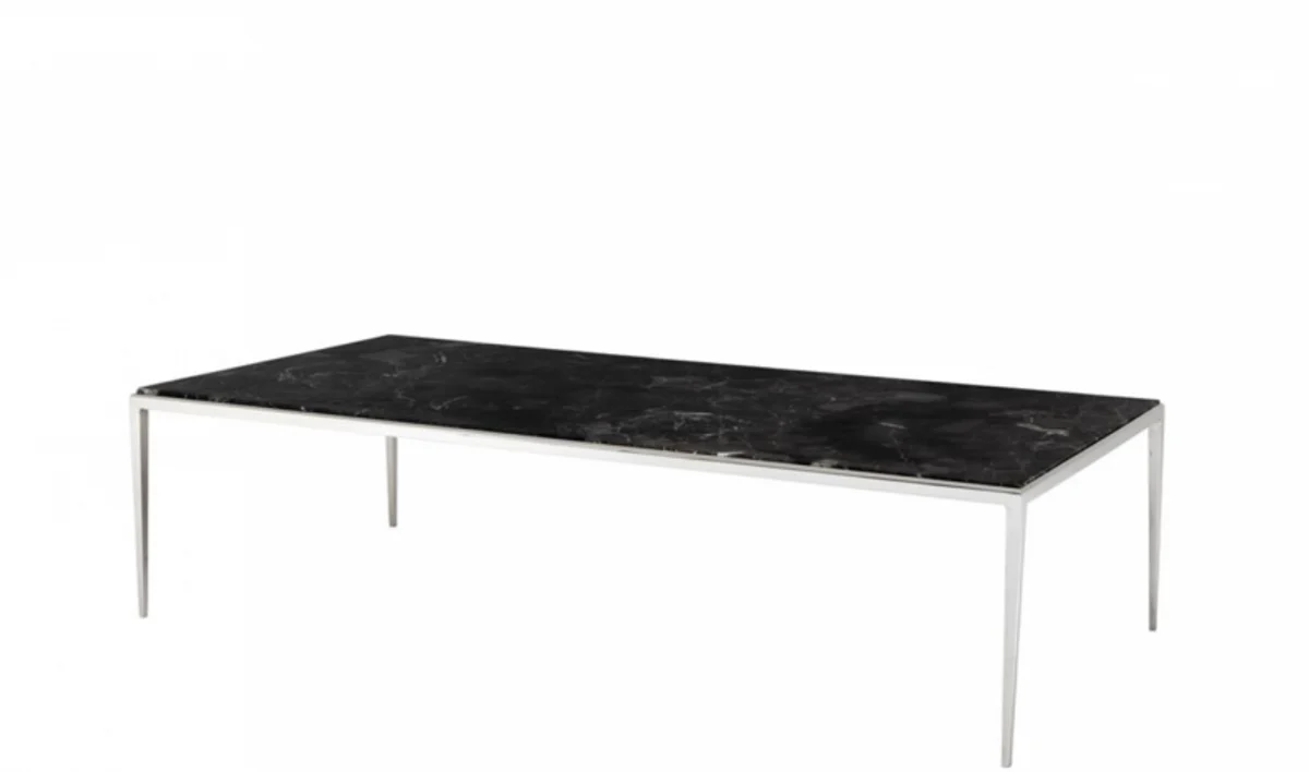 Luxury Art Deco Designer Coffee Table Nickel with Marble Top - Living Room Salon Table - Hotel Furniture