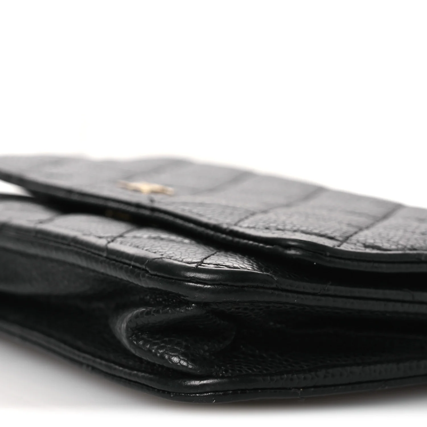Caviar Quilted Wallet on Chain WOC Black - Top Club