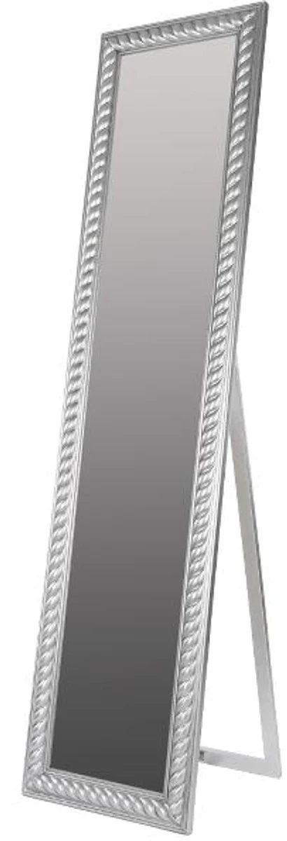 Baroque standing mirror silver with beautiful antique silver cord frame H. 180 cm - handmade