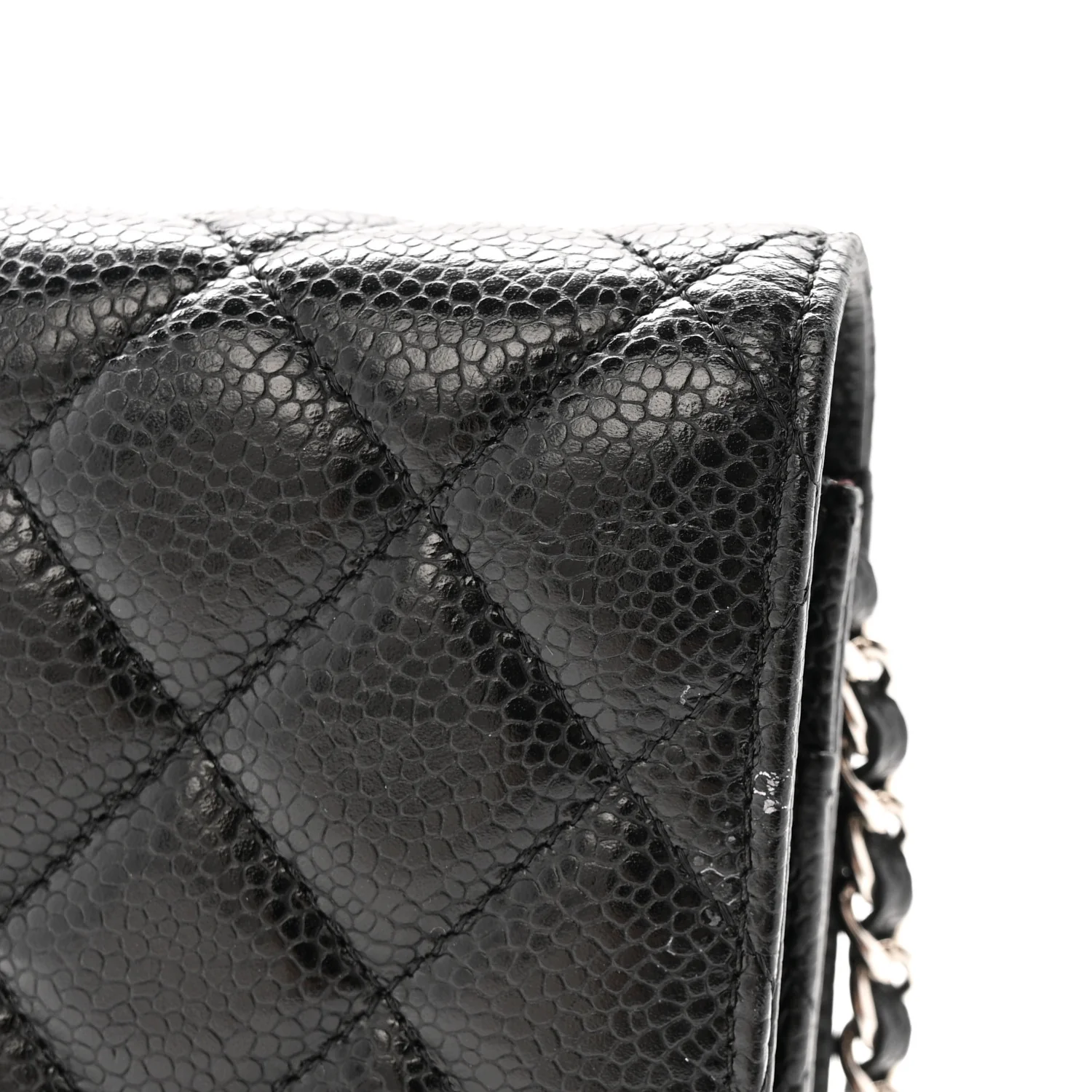 Caviar Quilted Wallet on Chain WOC Black - Top Club