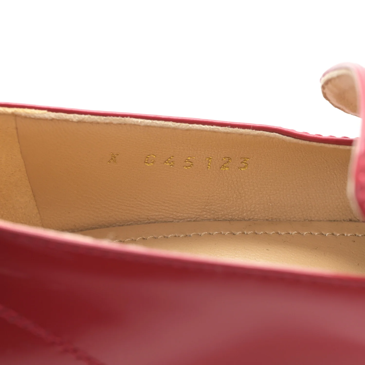 Shiny Calfskin Logo Loafers 36.5 Red - Top Club
