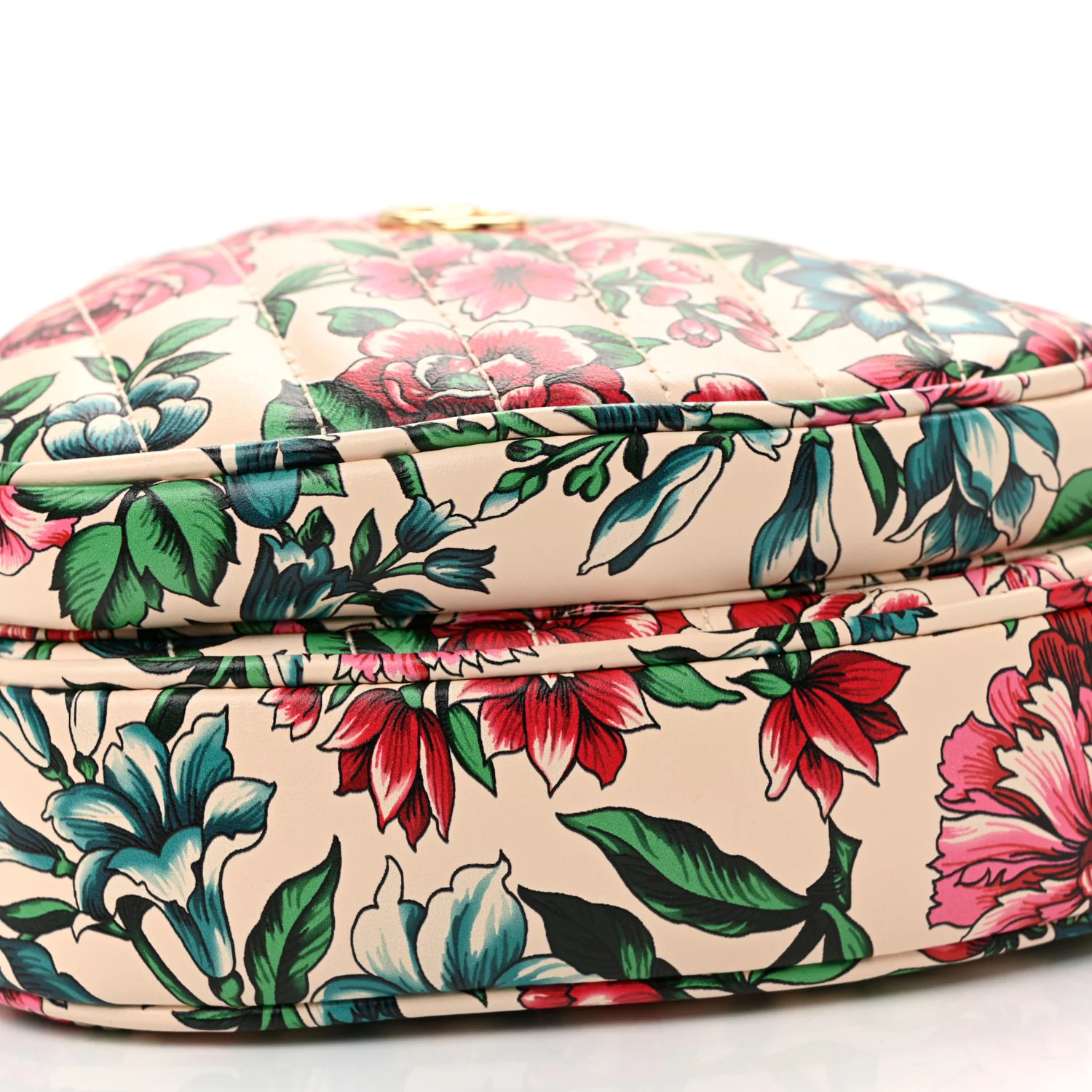 Matelasse Diagonal Brit Roses Print Mini Interlocking G Heart Shoulder Bag Multicolor - Top Club