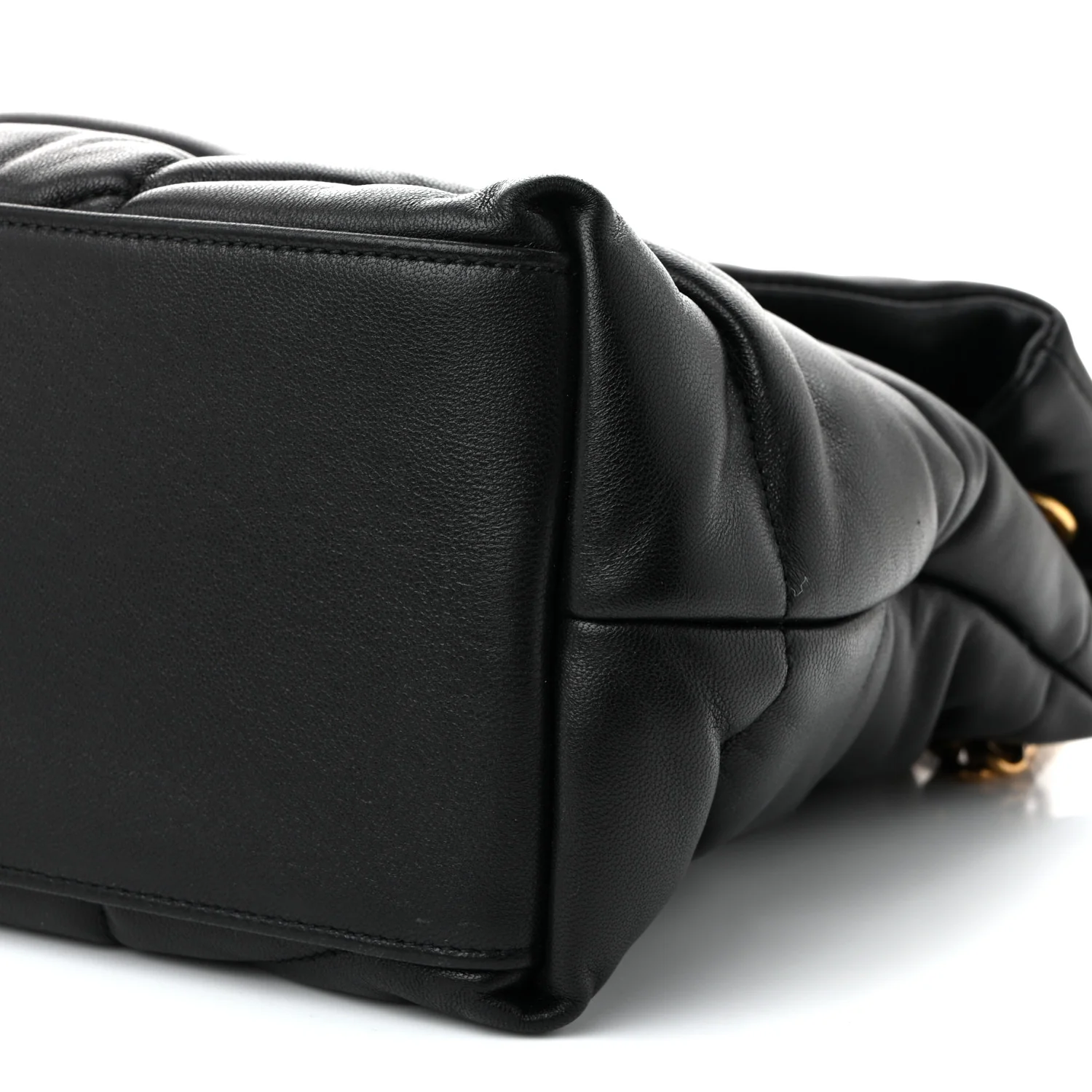 Lambskin Quilted Medium Loulou Puffer Monogram Chain Satchel Black - Top Club