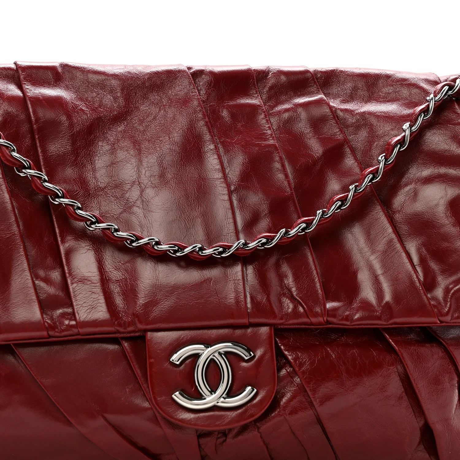 Glazed Calfskin Twisted Maxi Flap Red - Top Club
