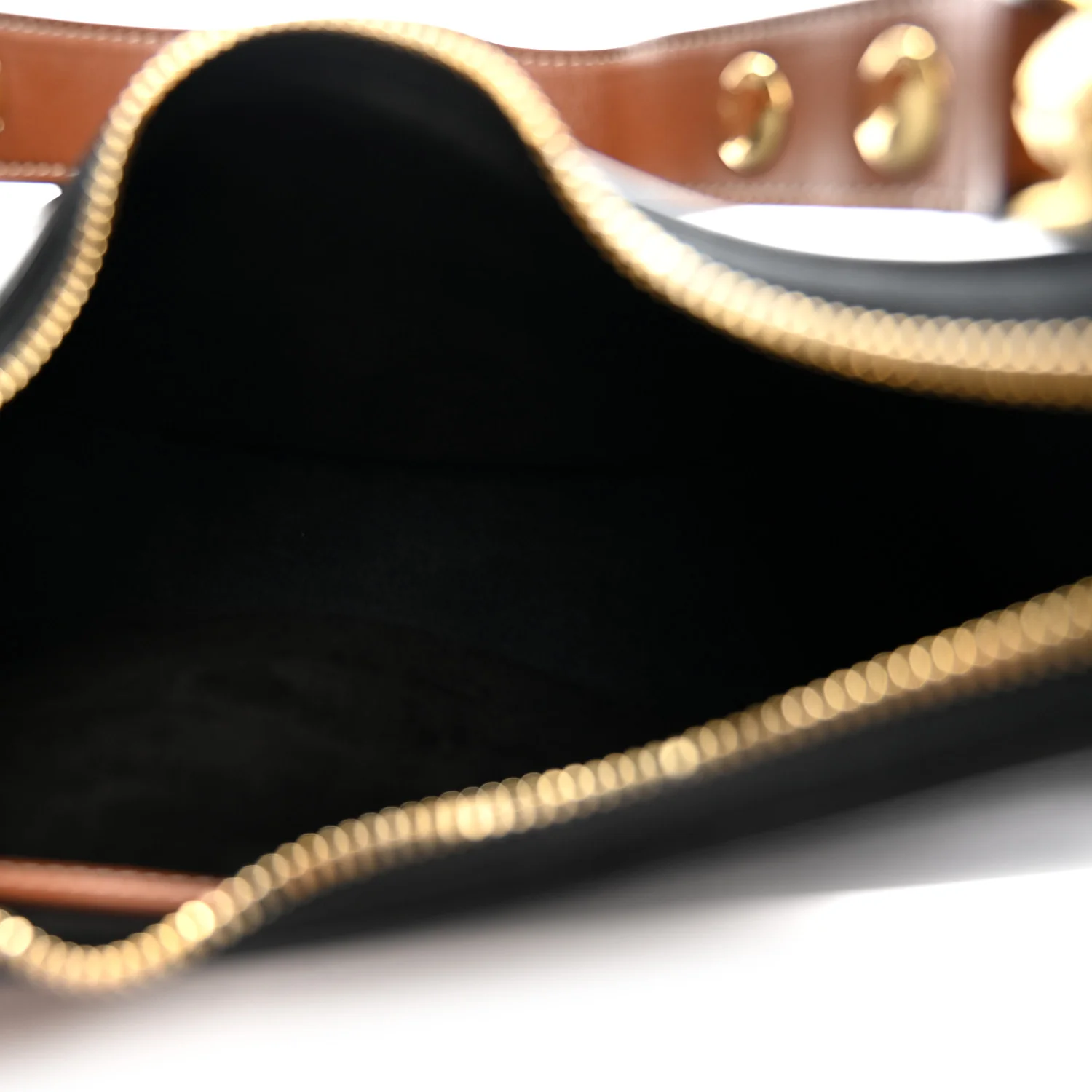 Smooth Calfskin Medium Strap Ava Shoulder Bag Black Tan - Top Club