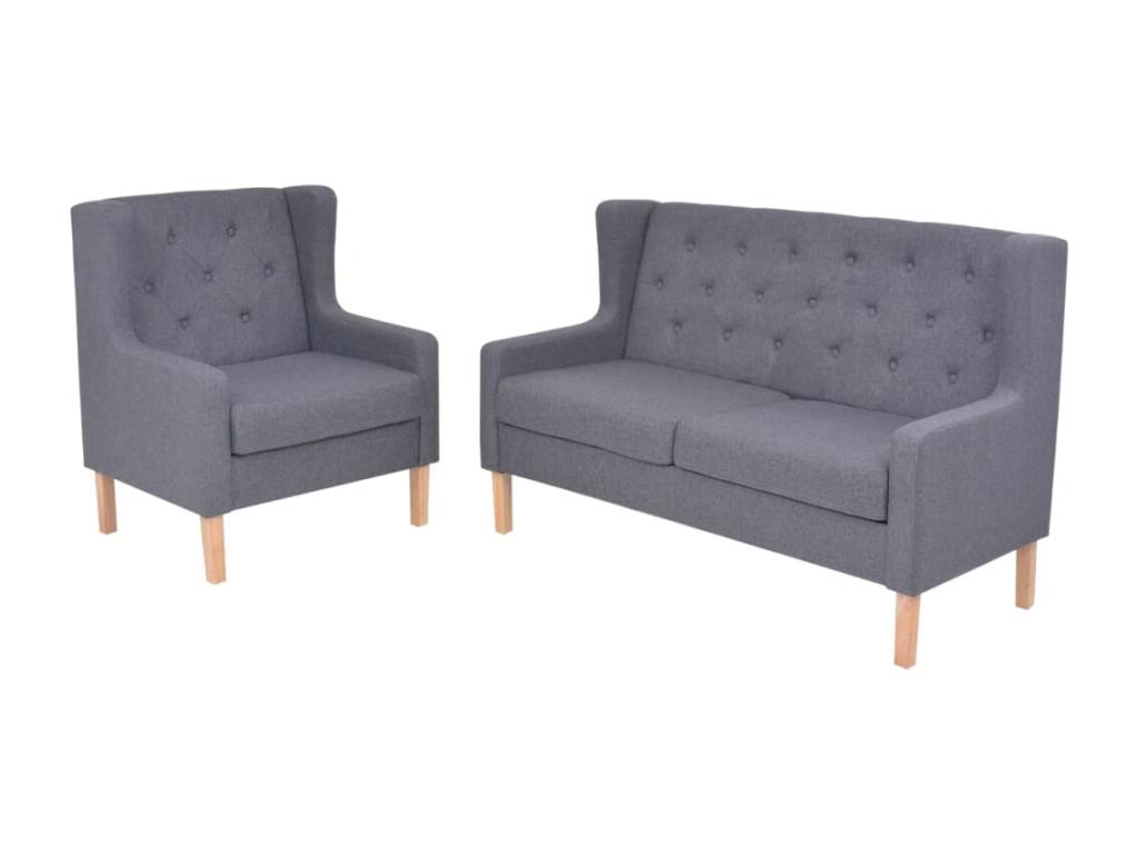 Conjunto de sofás 2 piezas tela gris