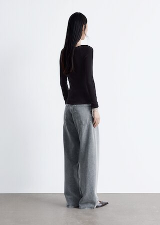 & Other Stories BOAT-NECK RIB-KNIT TOP