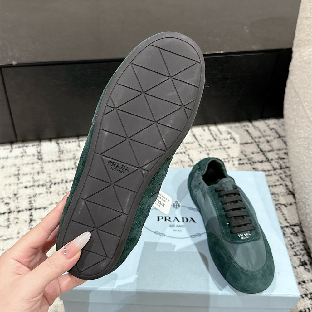 PRADA Collapse Re-Nylon and suede elasticized sneakers - Top Club