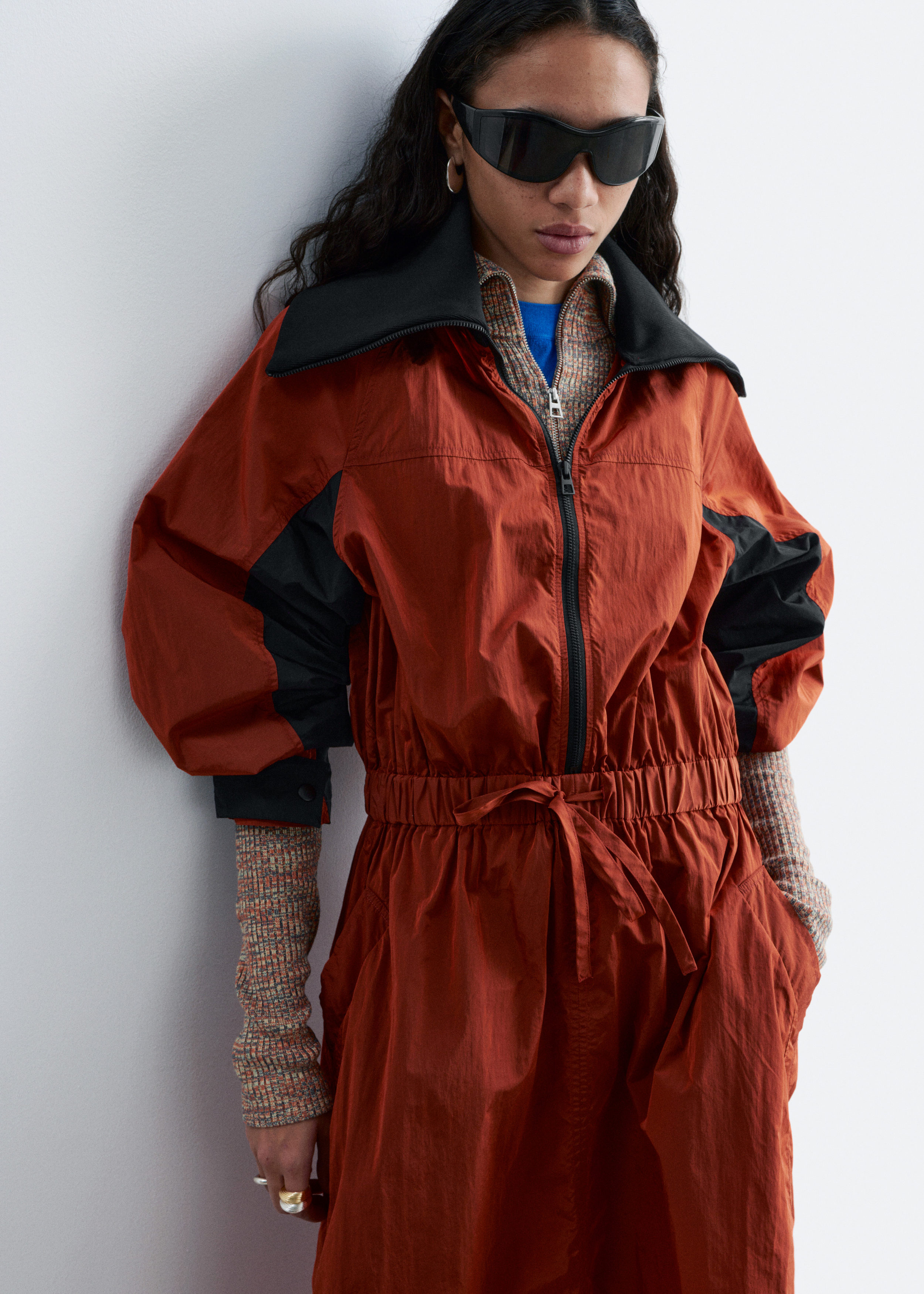 & Other Stories TECHNICAL DRAWSTRING MIDI DRESS