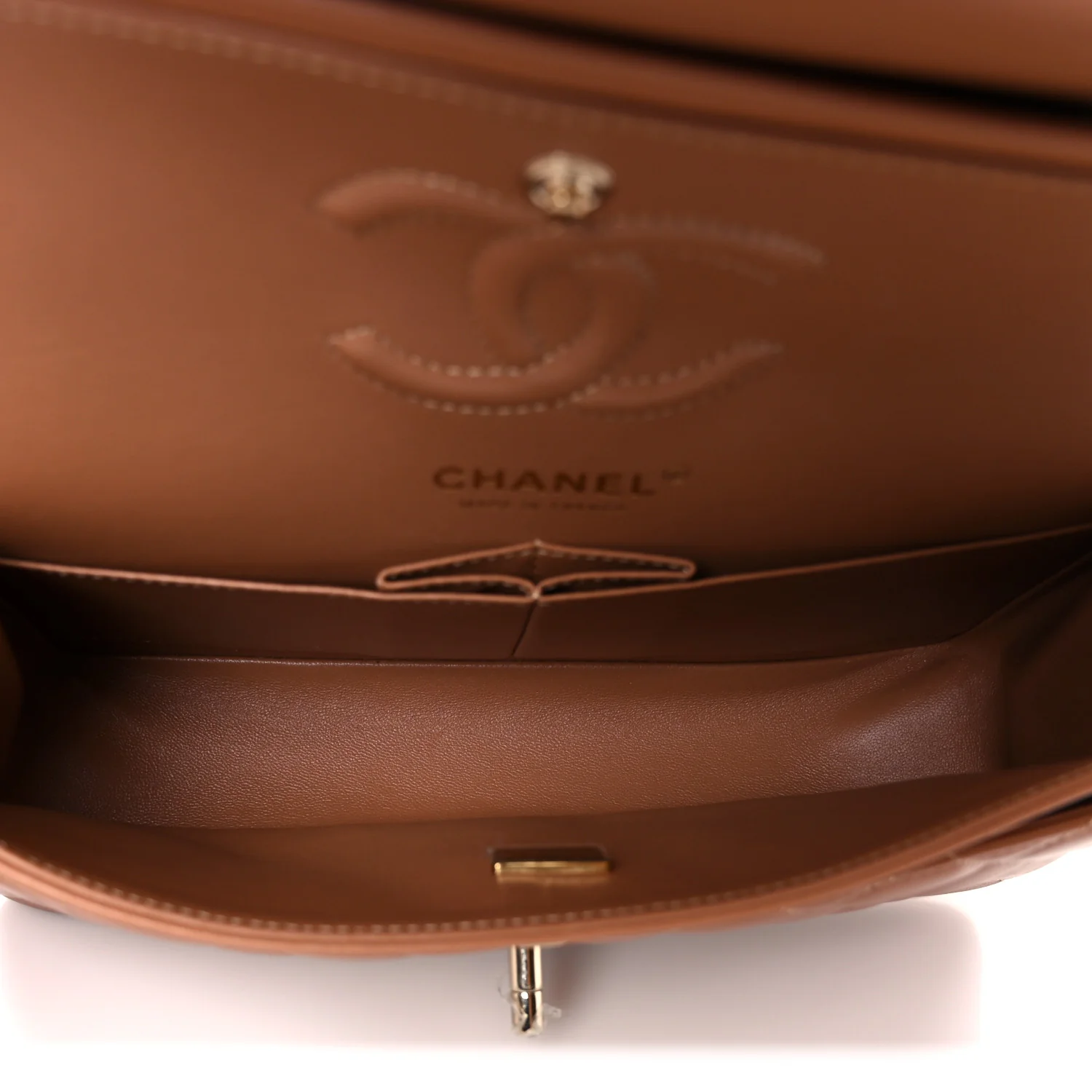 Lambskin Quilted Small Double Flap Brown - Top Club