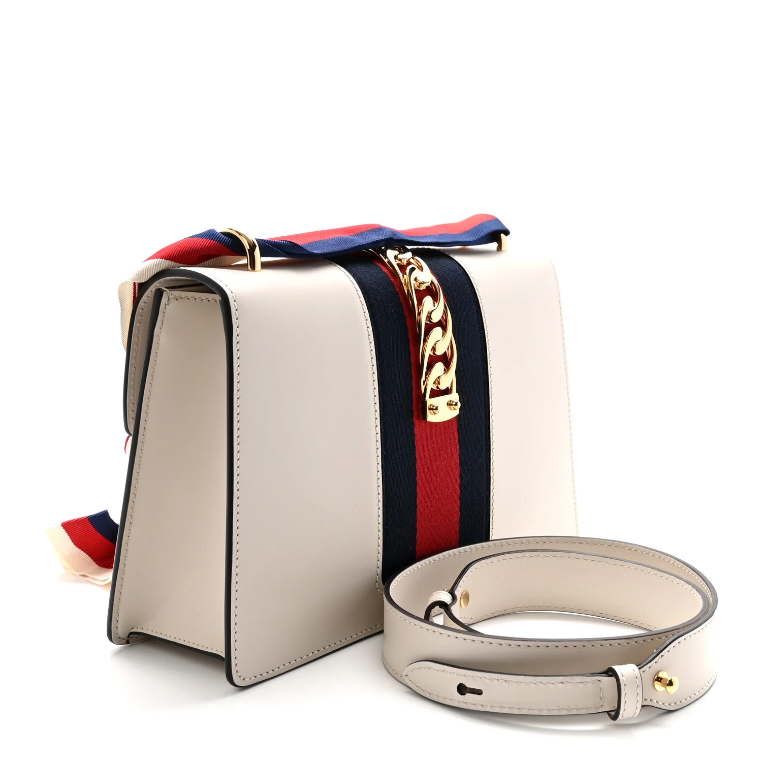 Calfskin Small Sylvie Shoulder Bag Off White - Top Club