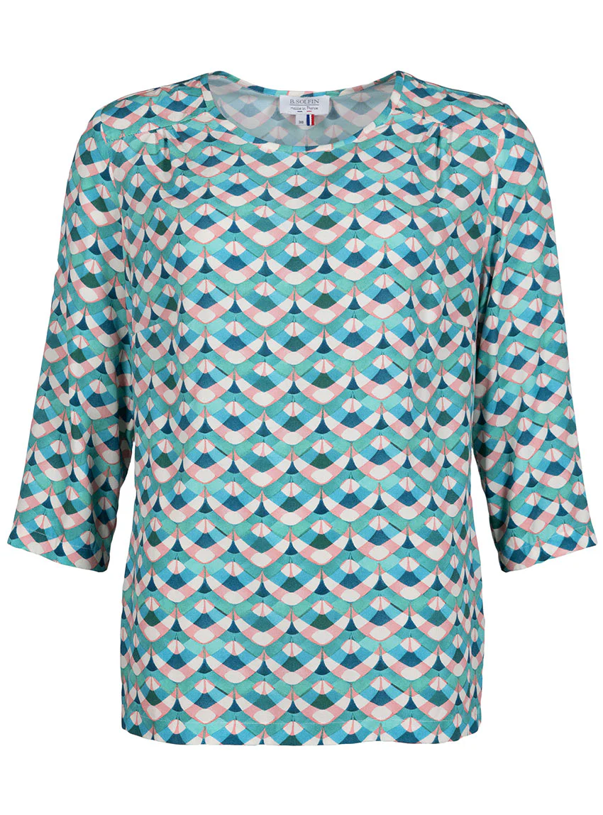 Blouse femme imprimée en viscose vert