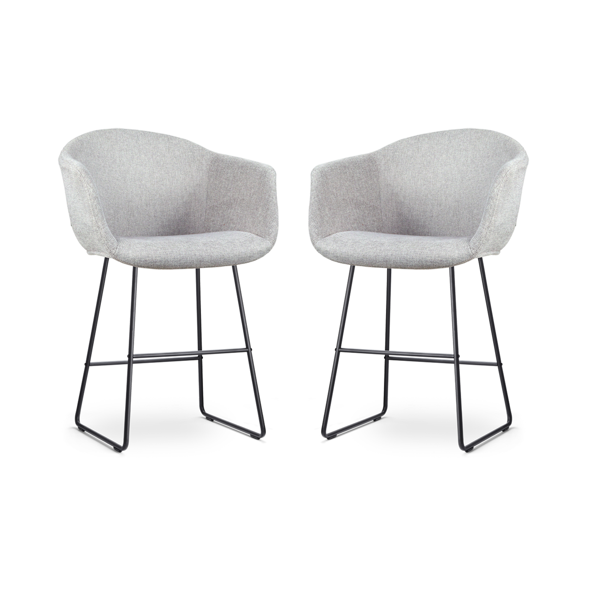 Barkruk Nino-Otis lichtgrijs - zwart - 65 cm - set van 2