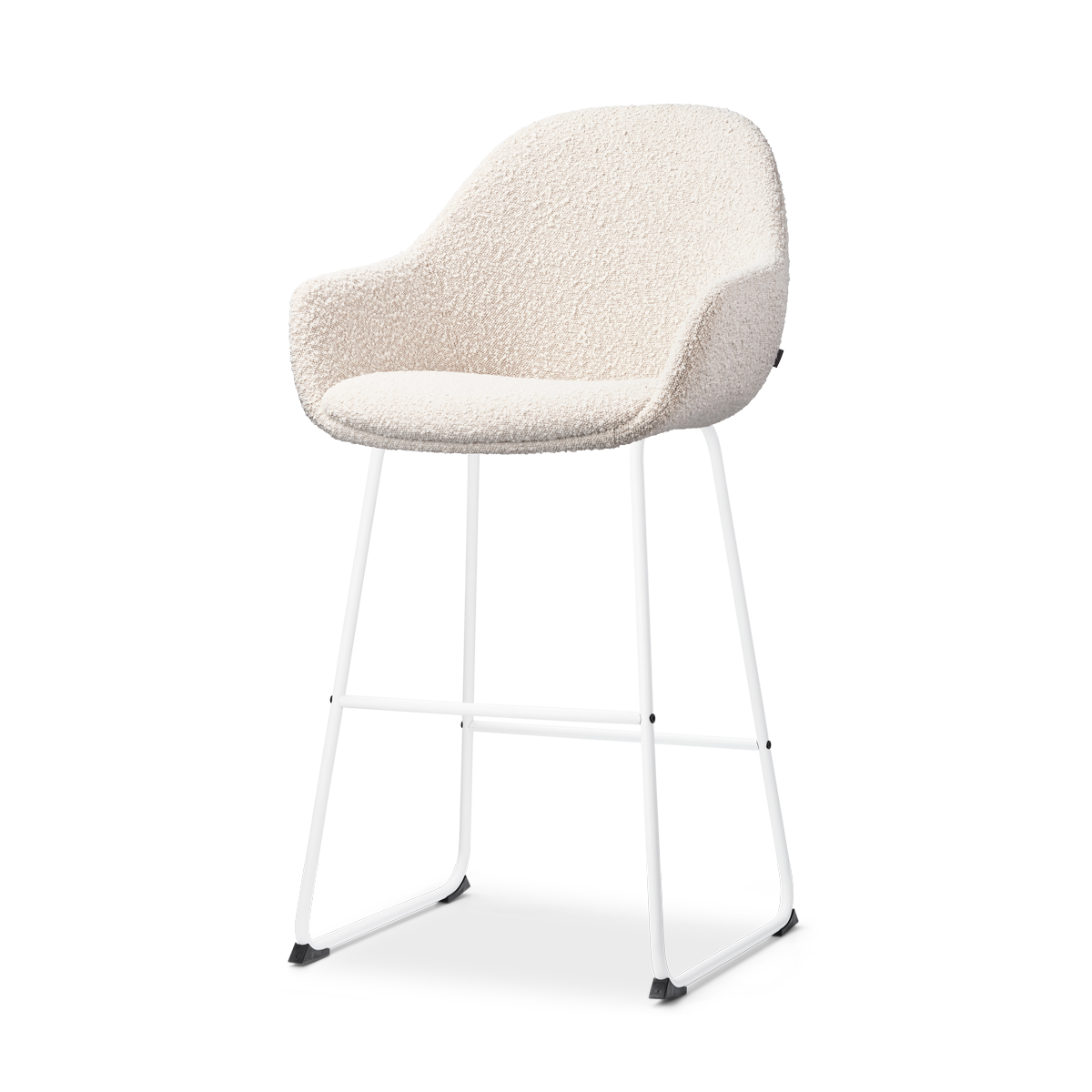 Barkruk Nino-Mae bouclé beige - wit onderstel - 65 cm