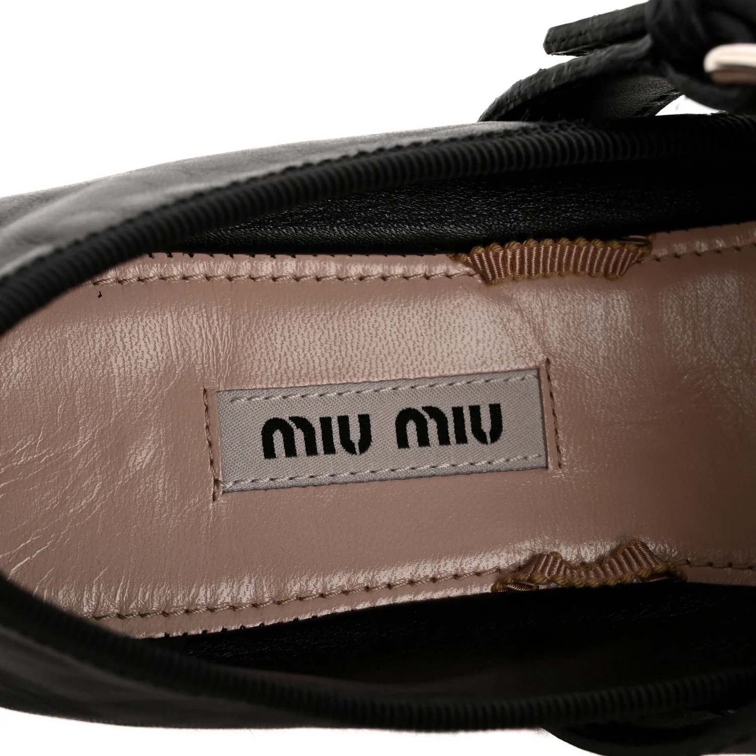 Nappa Vitello Nevada Double Buckle Ballerina Flats 36.5 Black - Top Club
