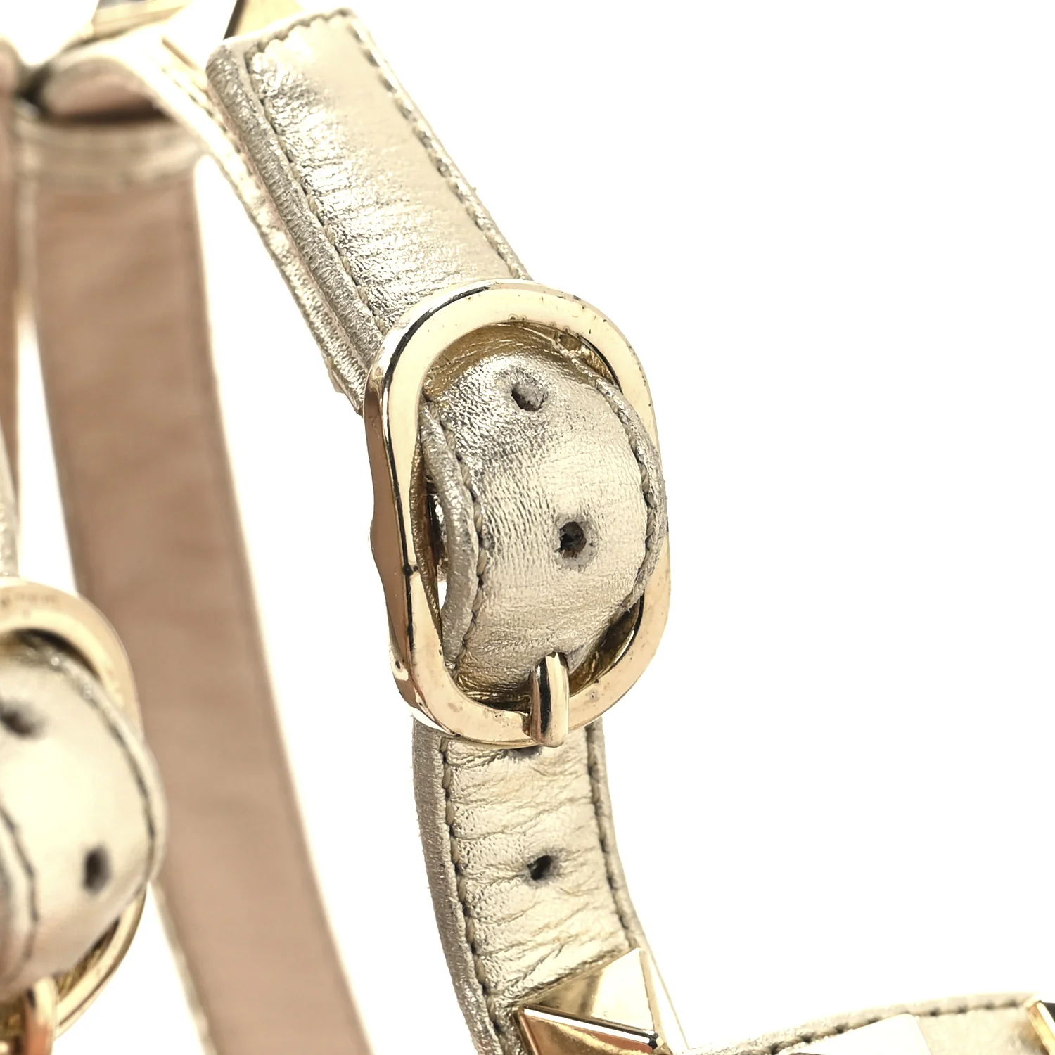Metallic Nappa Rockstud Ankle Strap 65mm Pumps 36 Gold - Top Club