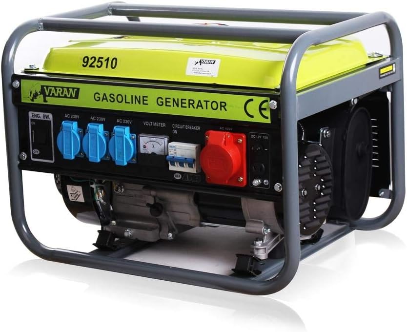 Varan Motors 92510 - Generatore elettrico a benzina, 2,3 kVA, 400 V, 3 x 230 V, 1 x 12 VDC