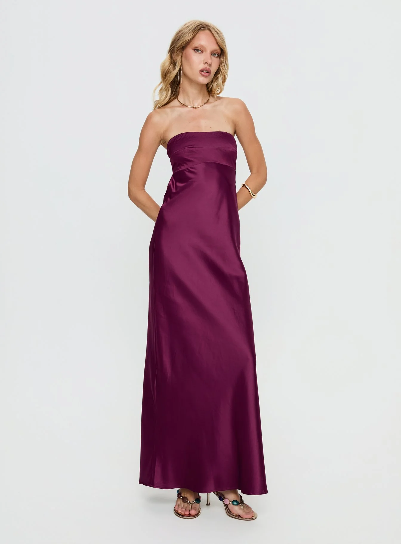 Rozelle Strapless Maxi Dress Currant