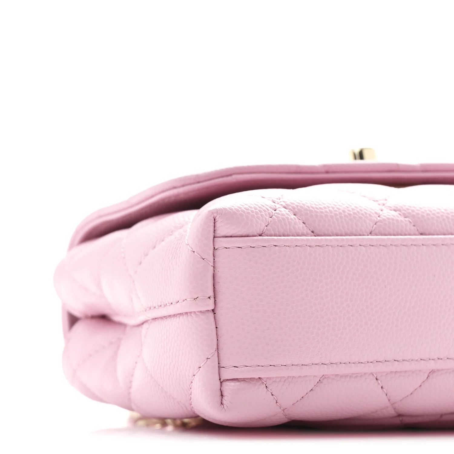 Caviar Quilted Coco Handle Clutch With Chain Pink - Top Club