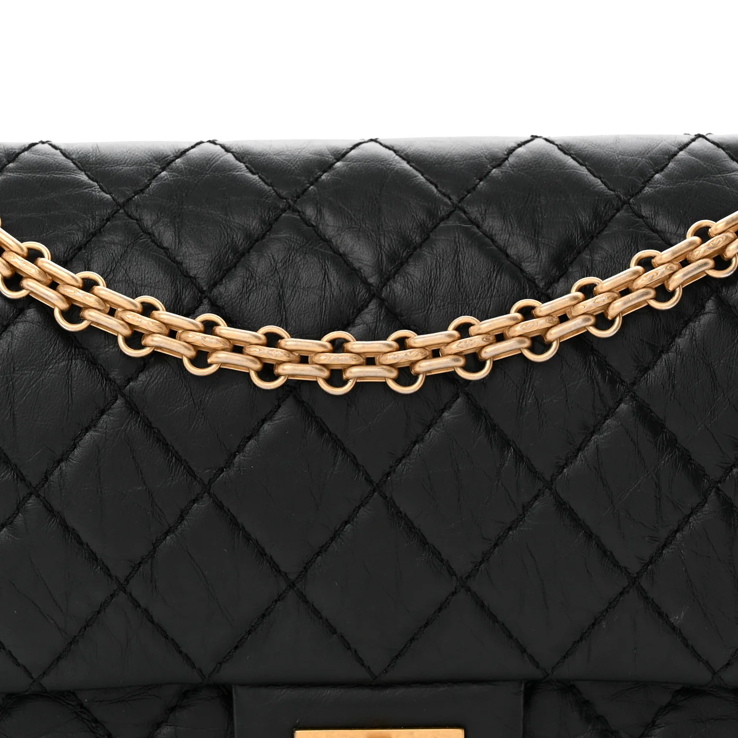 Aged Calfskin Quilted 2.55 Reissue 225 Flap Black - Top Club