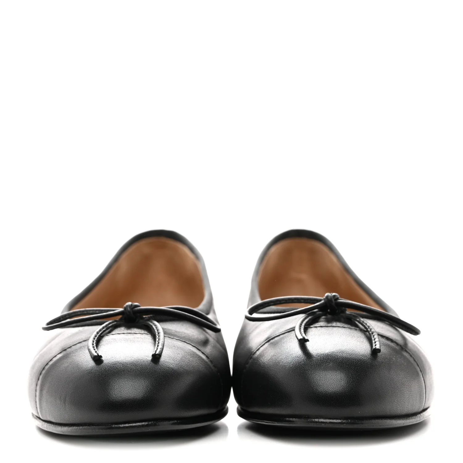 Lambskin Cap Toe CC Uniform Ballerina Flats 37 Black - Top Club