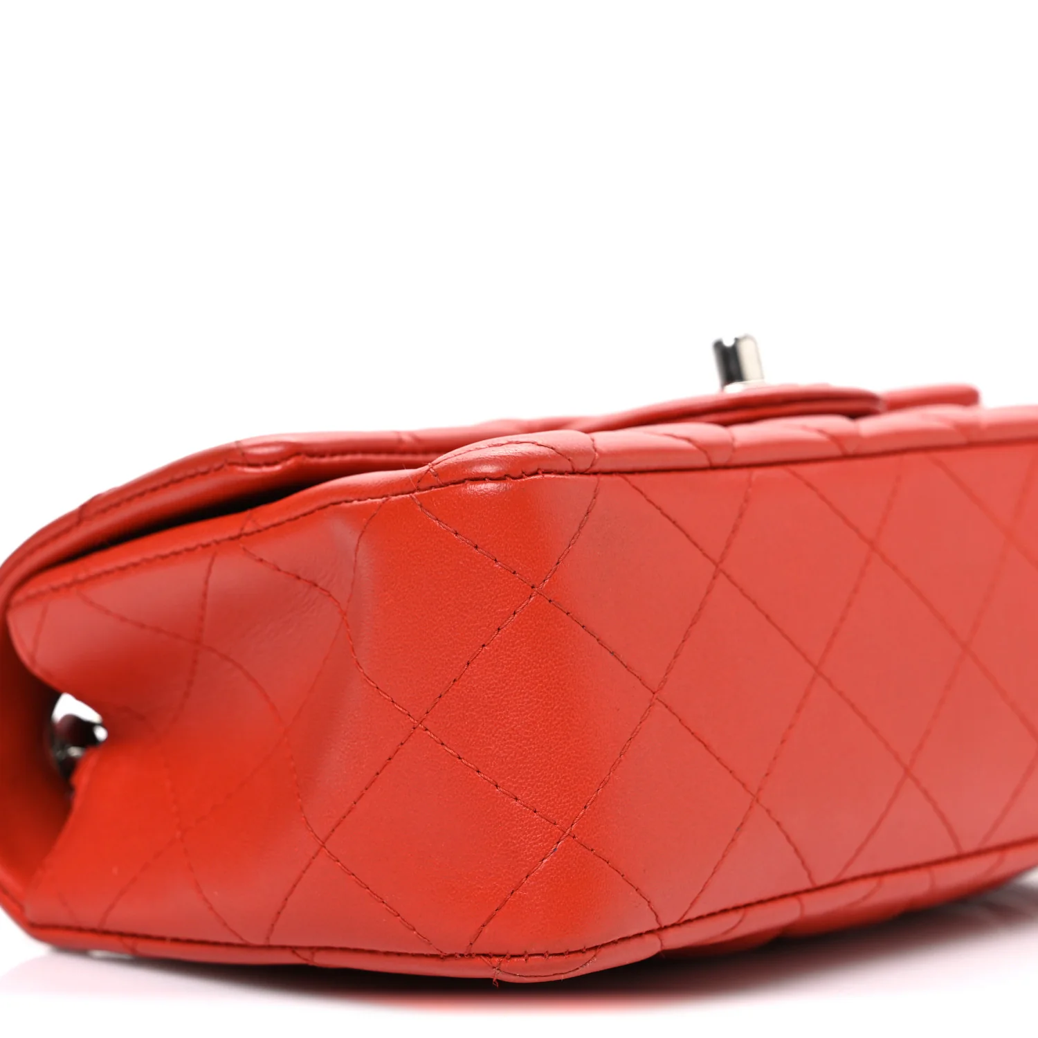 Lambskin Quilted Mini Rectangular Flap Red - Top Club