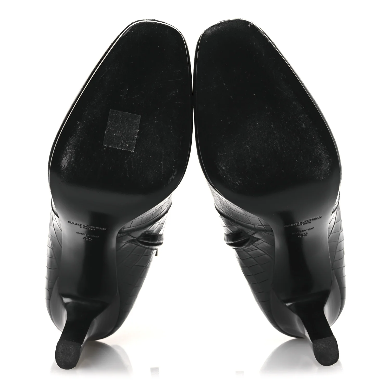 Shiny Crocodile Embossed Jane 90 Zip Booties 42 Black - Top Club