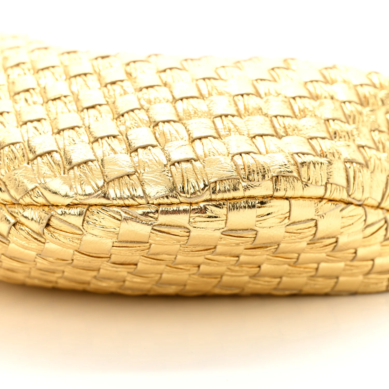 Laminated Calfskin Pressed Intreccio Mini Jodie Gold - Top Club