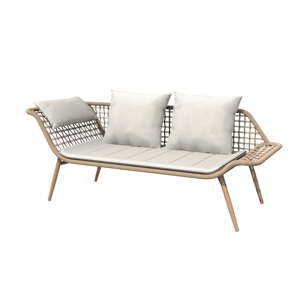Tuinbank Eliana rotan - met zitkussens Beige
