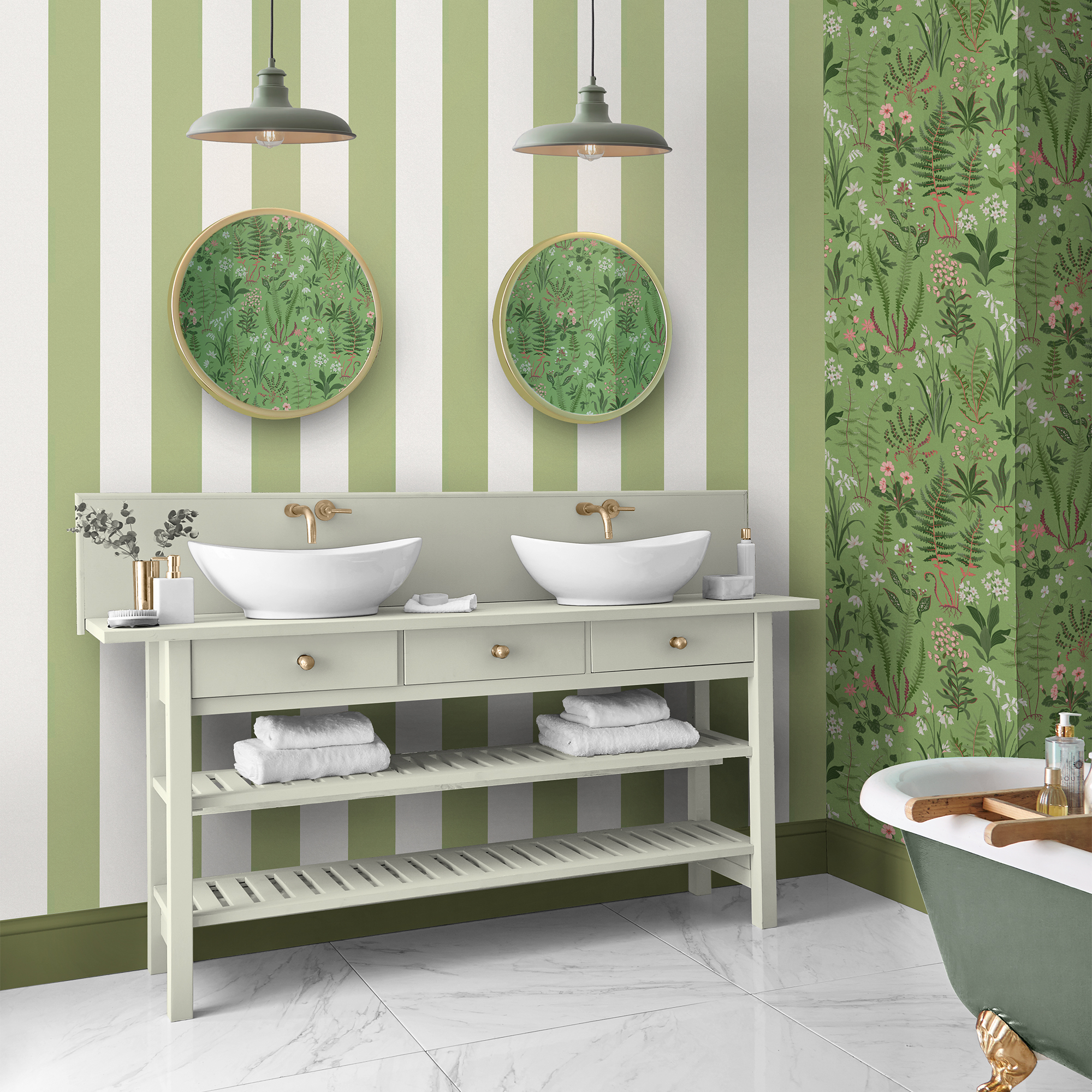 Vliesbehang quartet stripe green