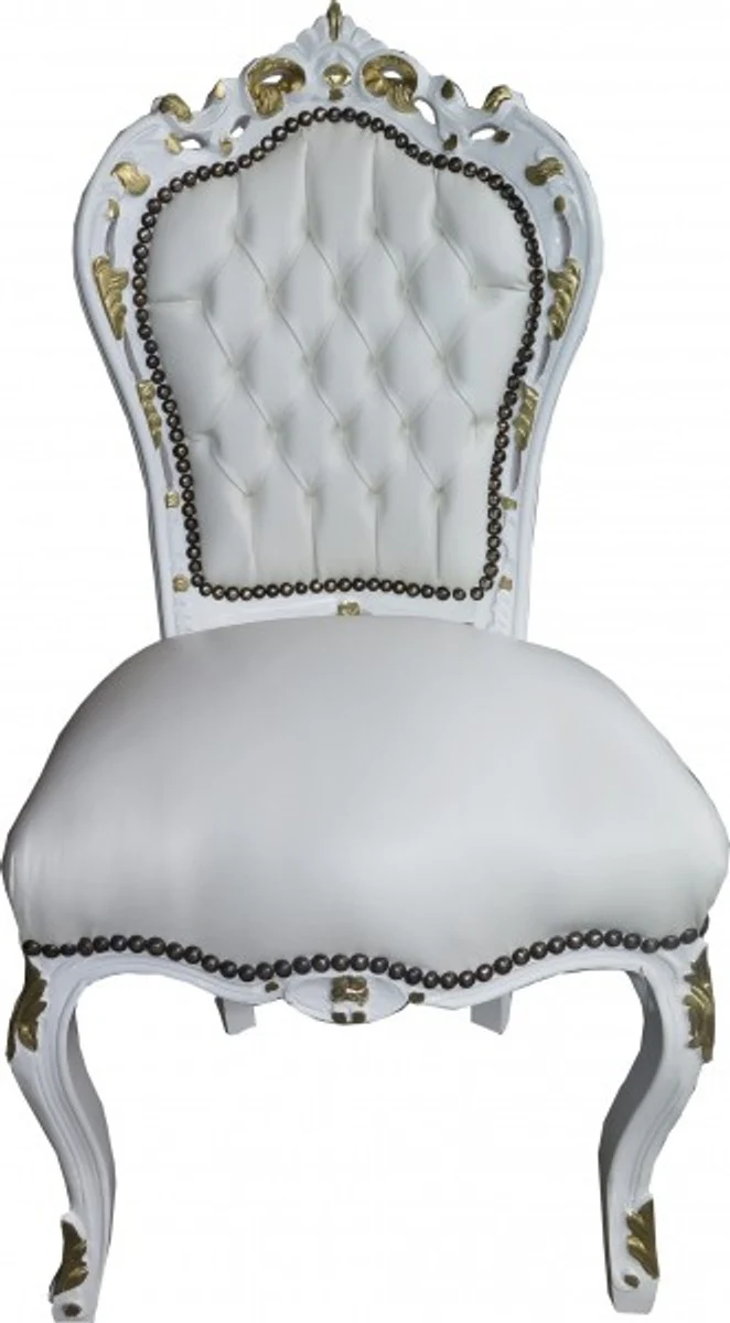 Baroque dining room set white / white / gold - dining table + 6 chairs - furniture antique style