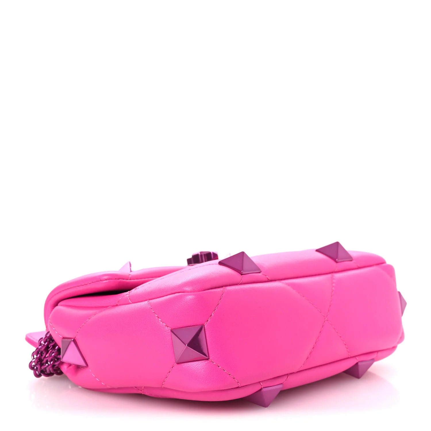 Nappa Lacquer Monochrome Small Roman Stud Shoulder Bag Pink PP - Top Club