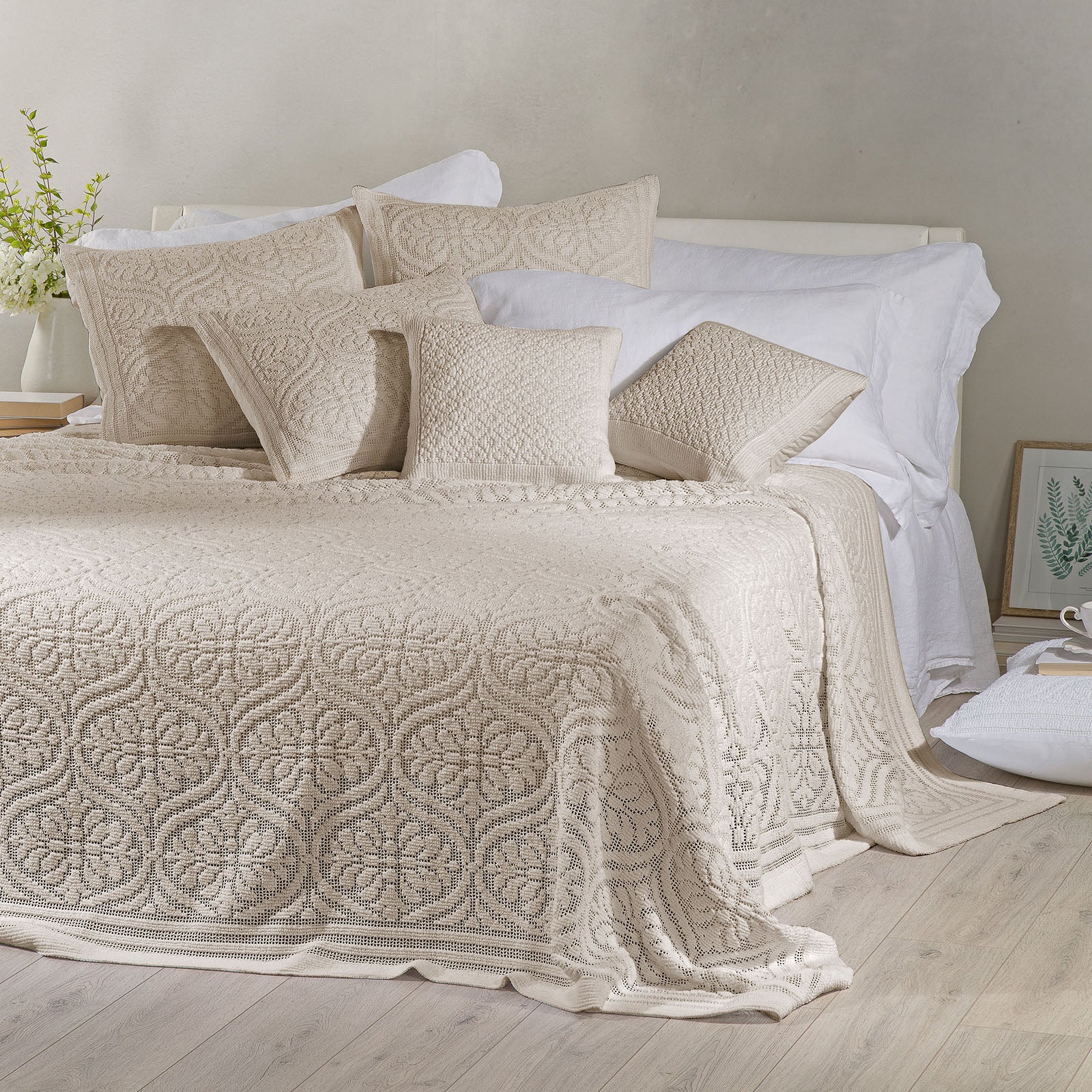 Copriletto Non Trapuntato In Cotone Vittoria Matrimoniale Naturale Primanatura