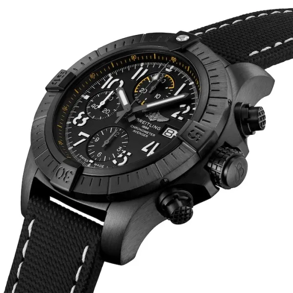 Breitling Avenger Men Automatic Black Leather Watch V13317101B1X2