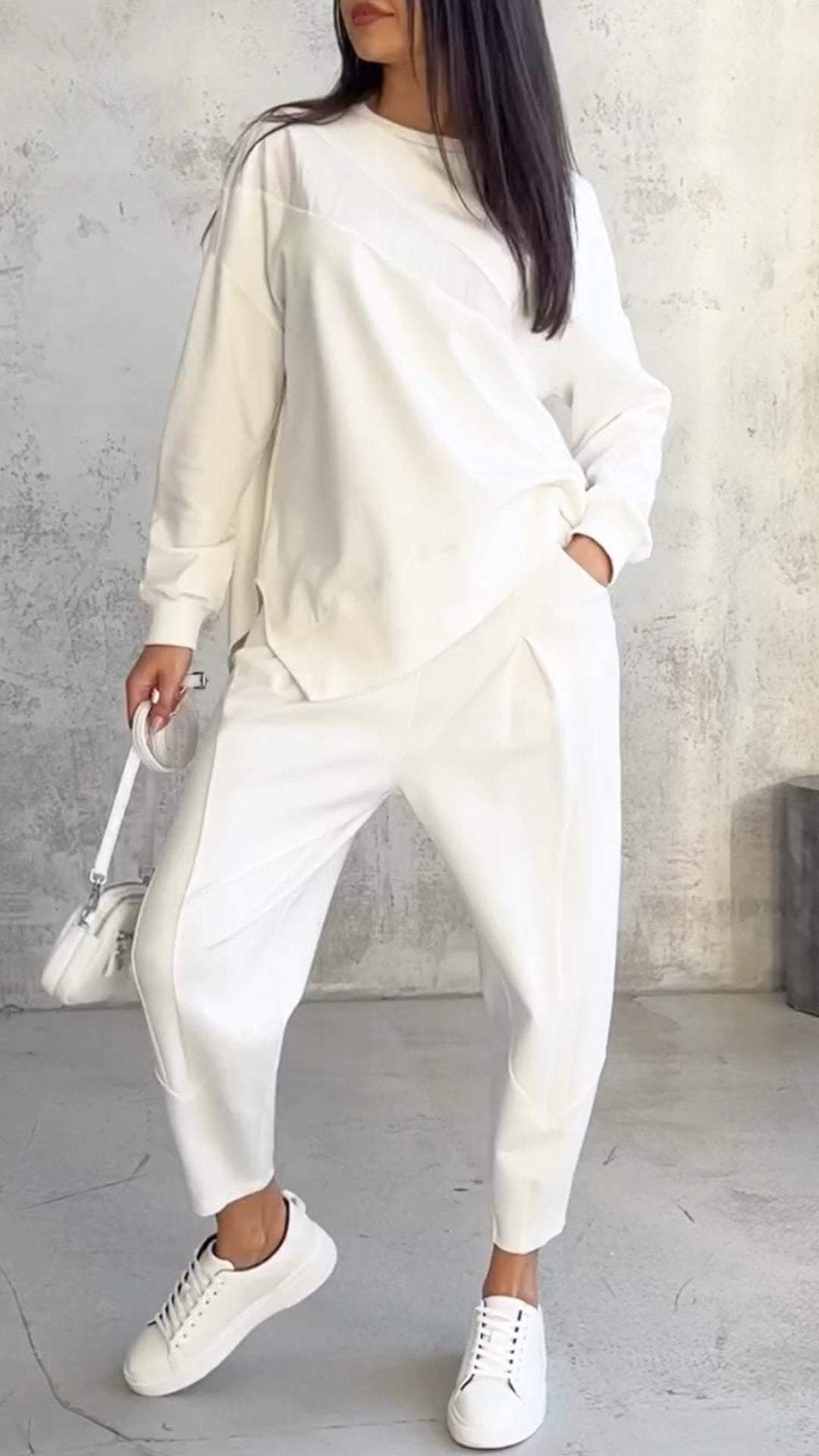 Women's Loose Crew Neck Long Sleeve Sweatshirt and Harem Pants Set - Nordfashionstorm - Women's Clothing, Fashion for You - Nordfashionstorm.com