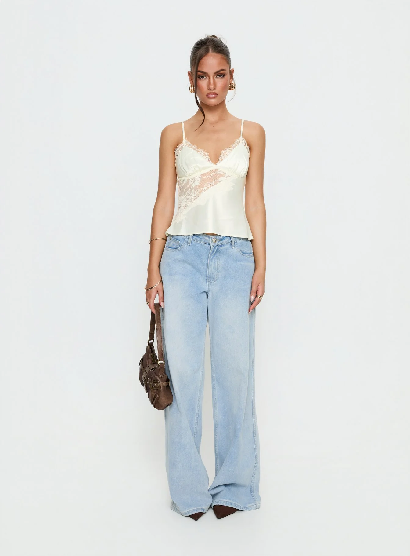 Annamari Lace Satin Cami Top Cream