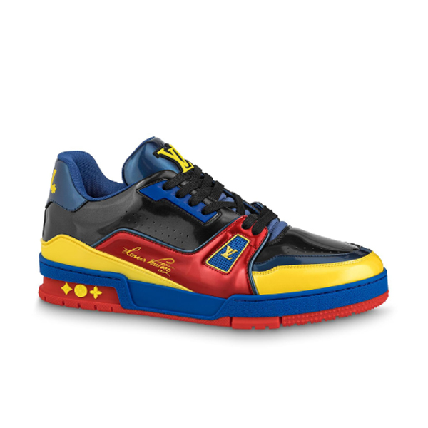 LV Shoes Replica TRAINER SNEAKERS IN NAVY BLUE PATENT CANVAS   LVS034 - Sneaker Replica Workshop