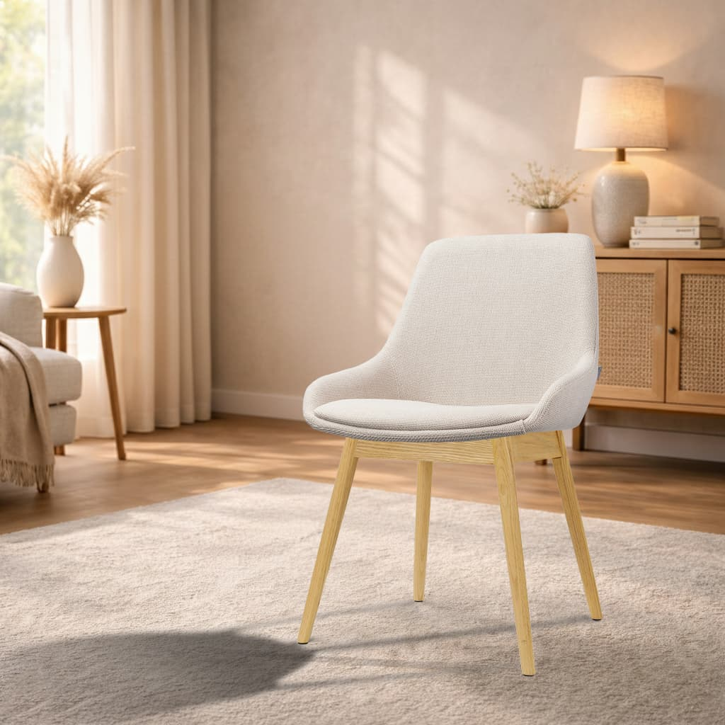 Eetkamerstoel Nio-Isa houten onderstel beige