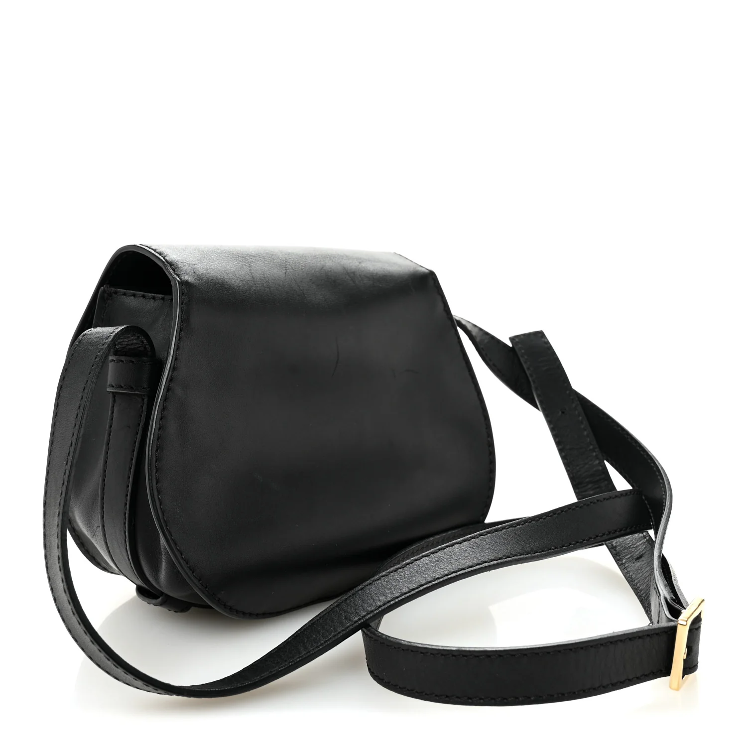 Calfskin Mini Marcie Metal Bar Trim Crossbody Bag Black - Top Club