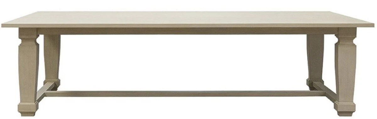 Luxury country house style dining table light gray 280 x 120 x H. 77 cm - Handcrafted solid wood kitchen table - Elegant country house style solid wood dining room furniture
