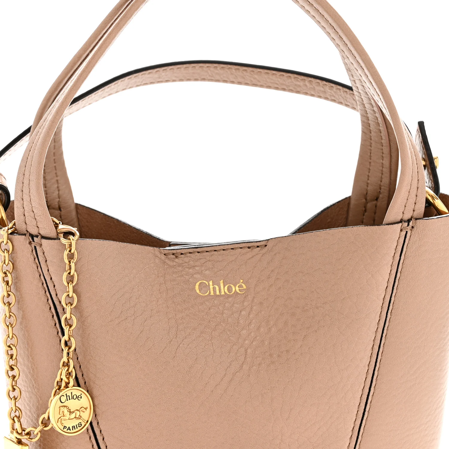 Grained Calfskin Small Spin Tote Woodrose - Top Club