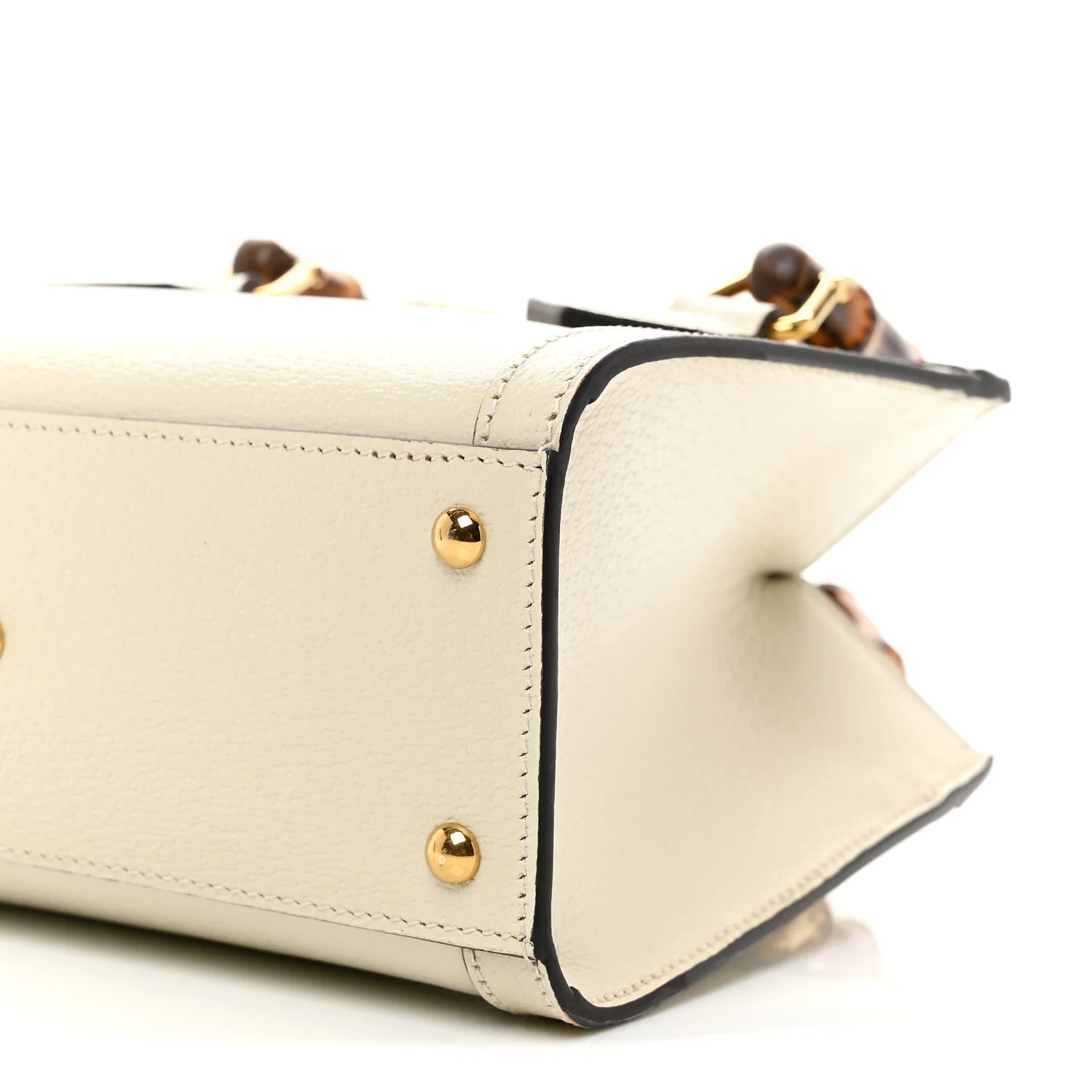 Textured Calfskin Web Mini Diana Tote Bag Mystic White - Top Club