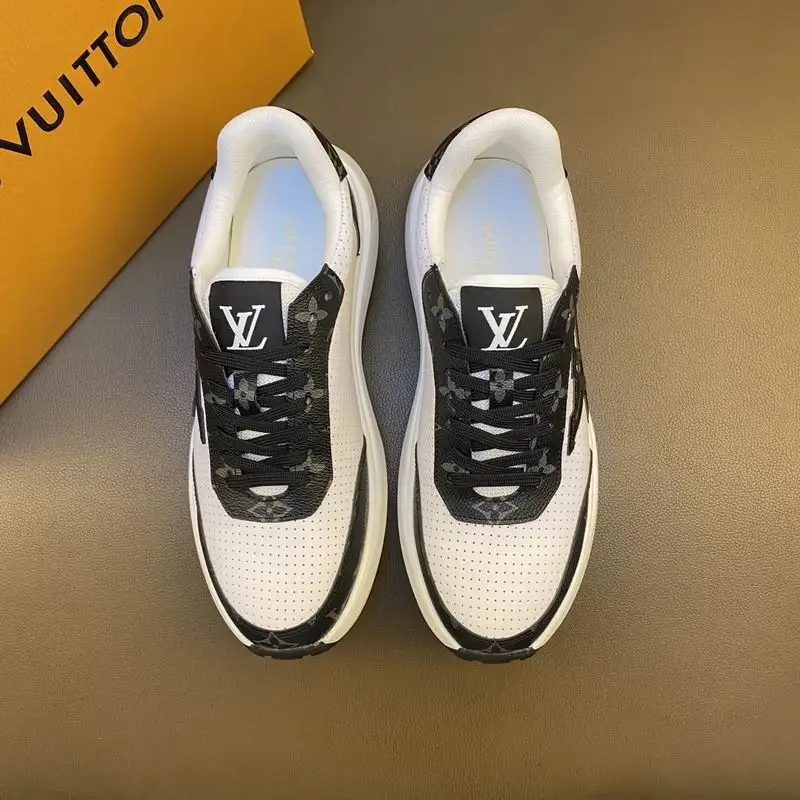 Louis Vuitton Men's White Perforated Sneakers With Bold LV Logo - Sneaker Replica Workshop