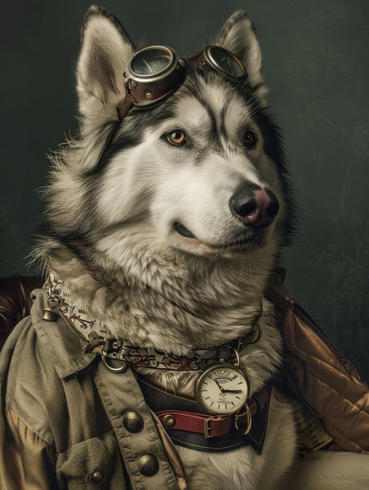 Canvas schilderij van een Alaska Malamute 100x200 cm