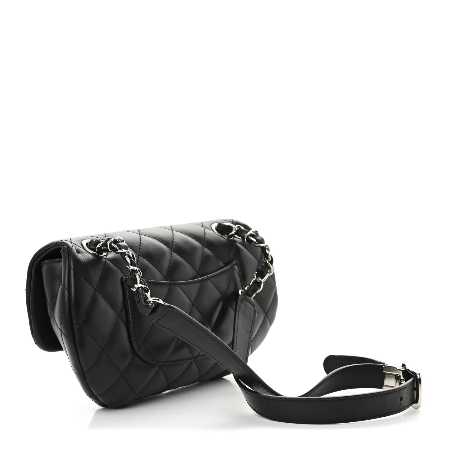 Calfskin Quilted CC Uniform Flap Belt Bag Black - Top Club