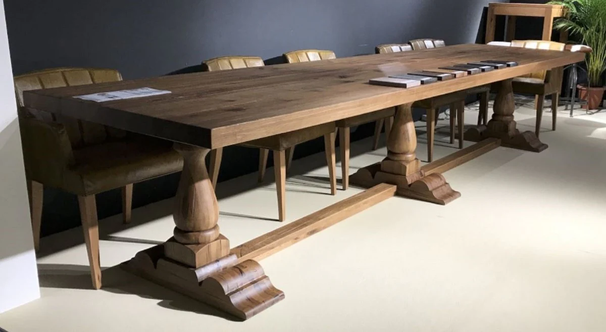 Country house style solid wood dining table brown 400 cm