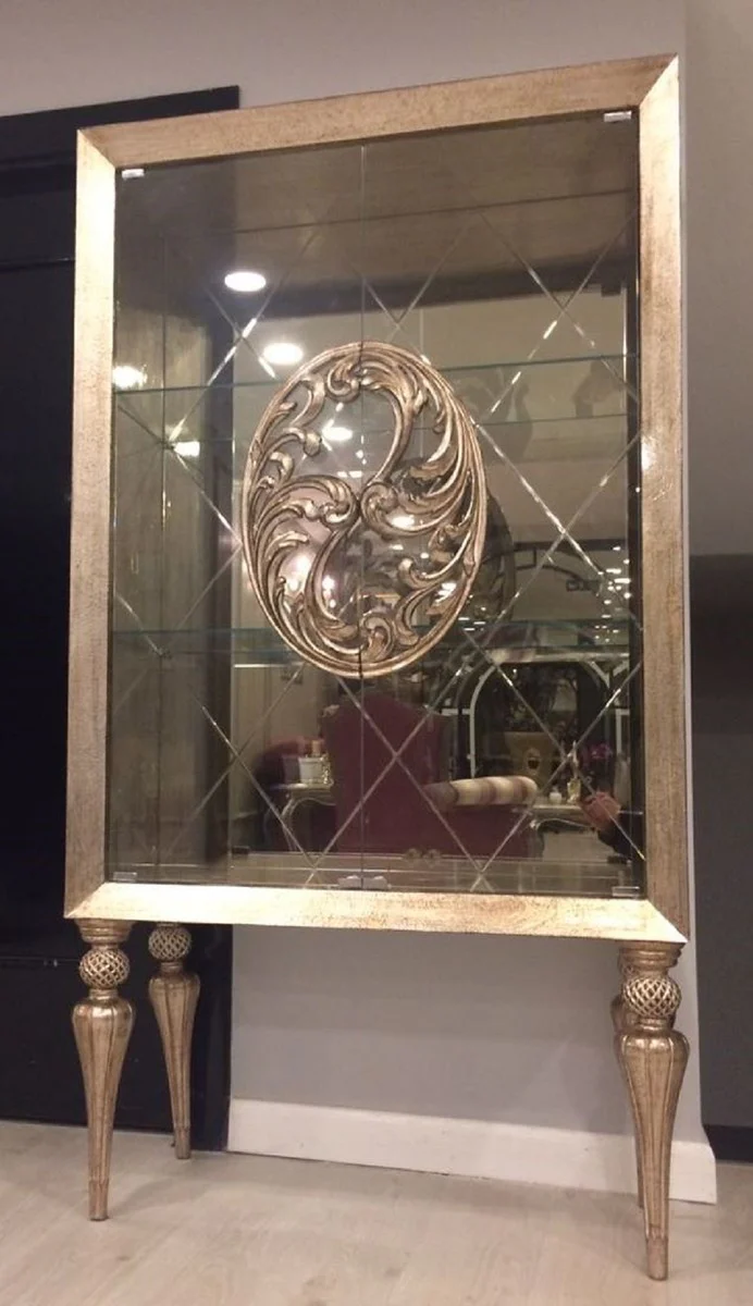 Luxury baroque display cabinet antique gold - handmade solid wood display cabinet in baroque style - noble baroque furniture
