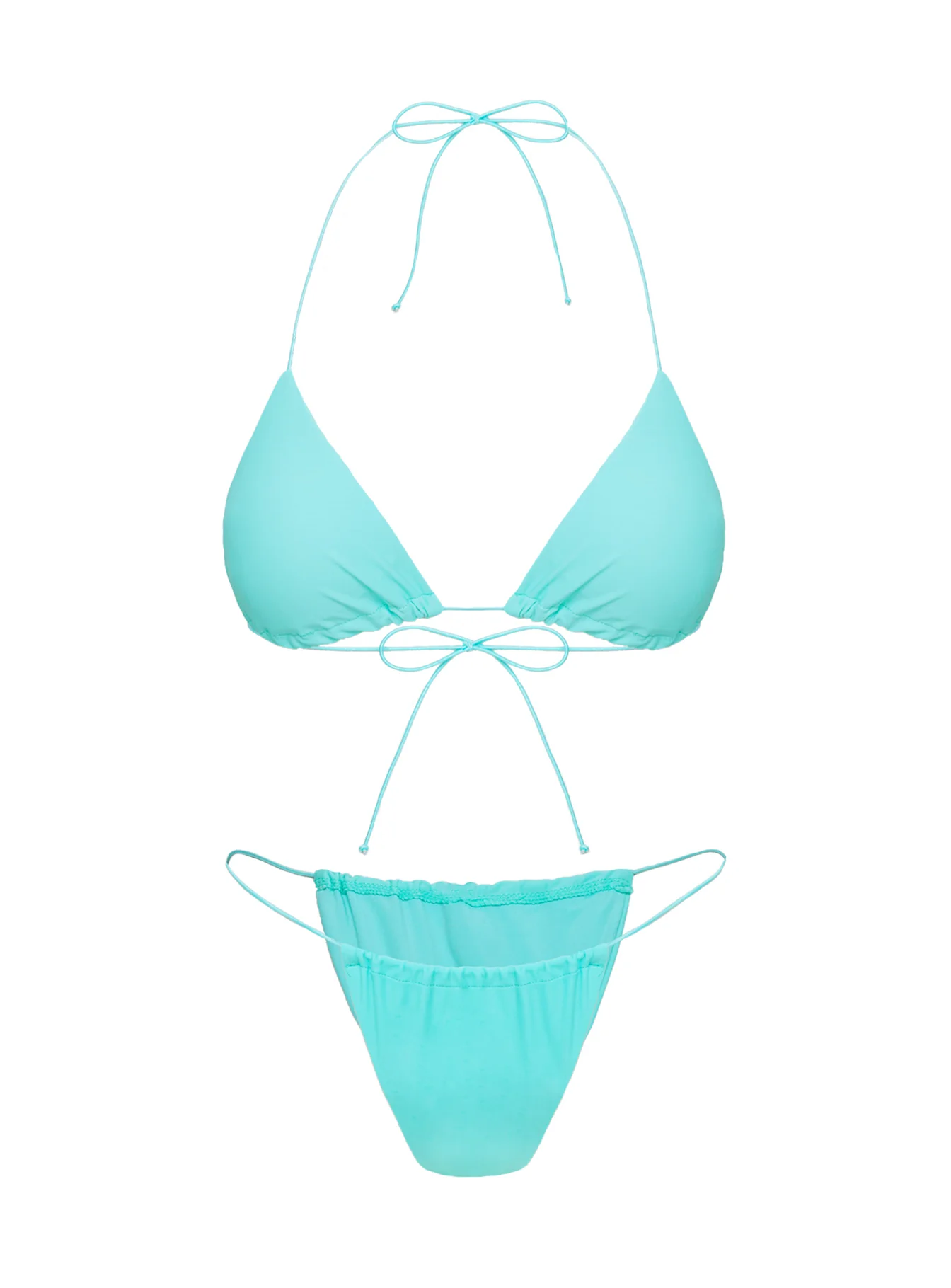 Selbie Triangle Bikini Top White Blue