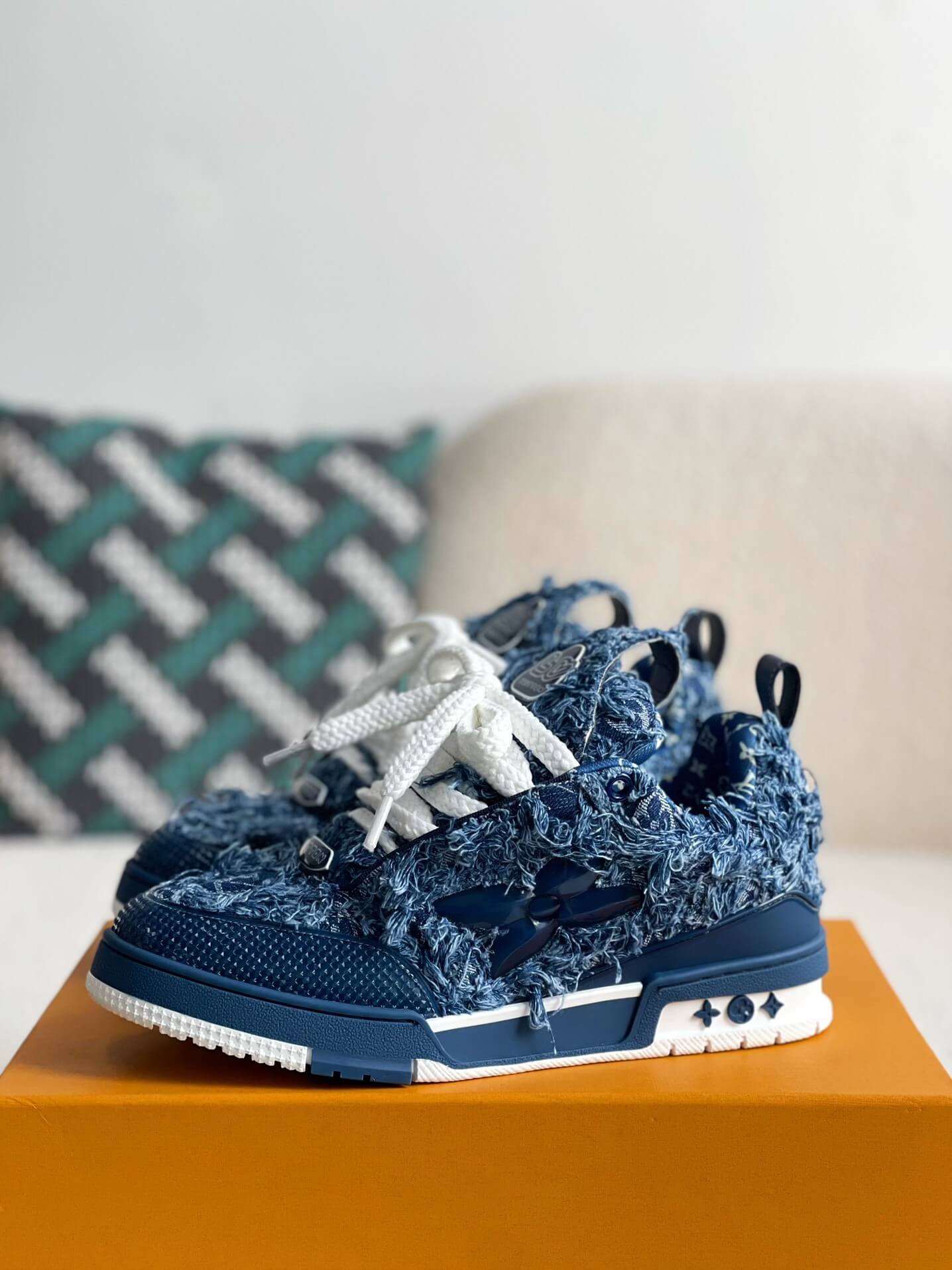 Louis Vuitton  LV Trainer Blue Monogram Flower Skate Sneaker - Sneaker Replica Workshop