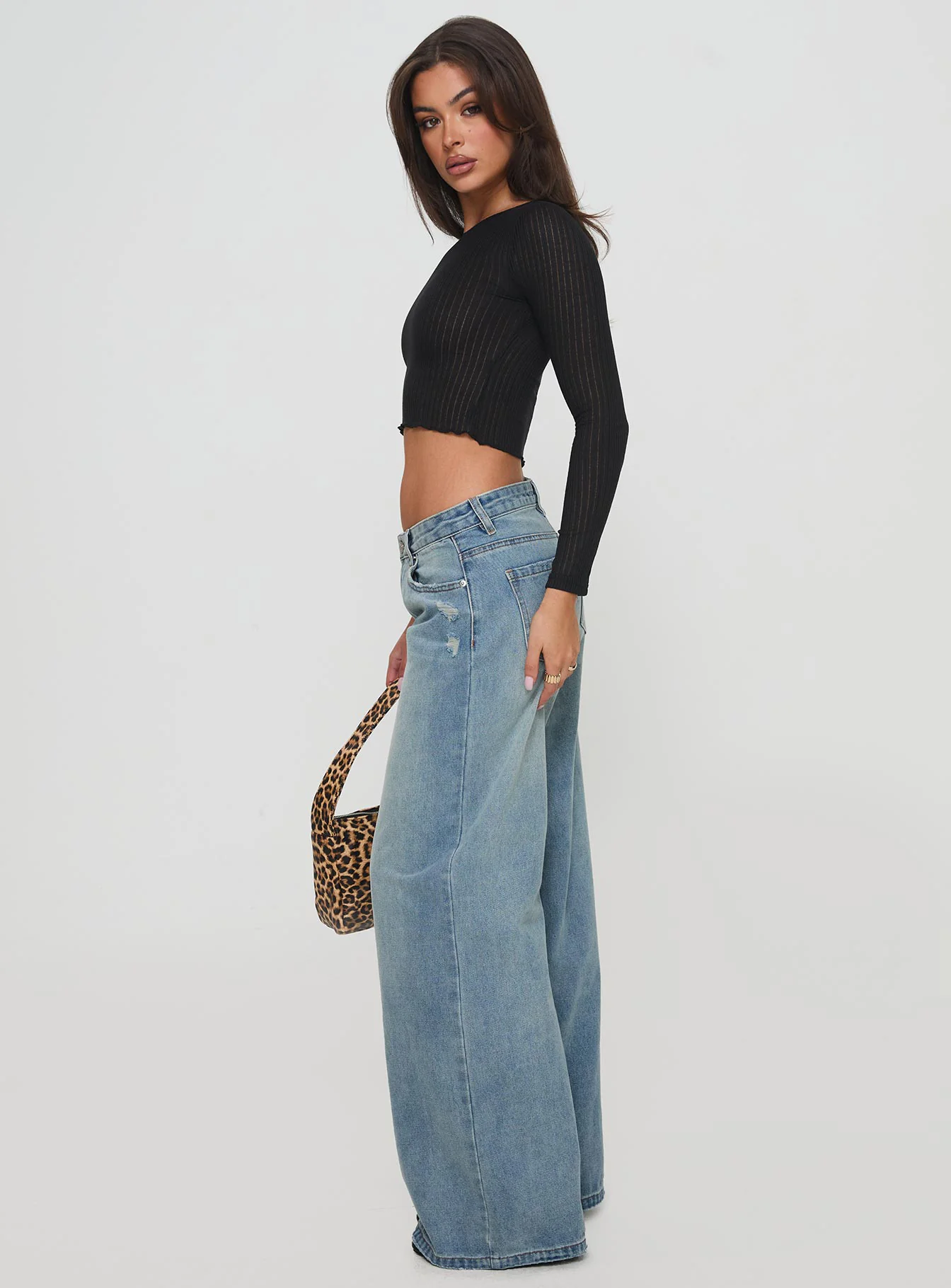 Demie Mid Rise Wide Leg Jeans Light Blue Wash